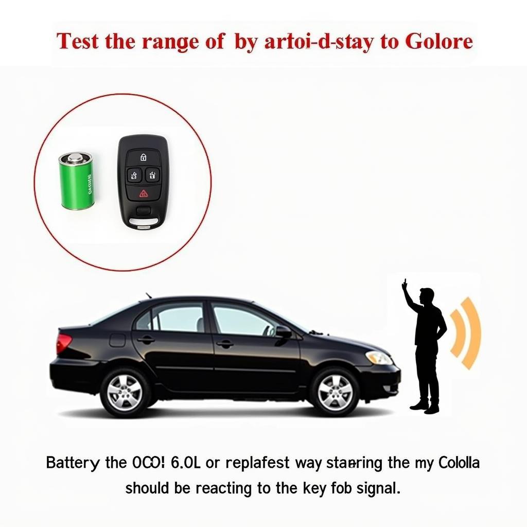 Testing the range of a 2004 Toyota Corolla key fob.