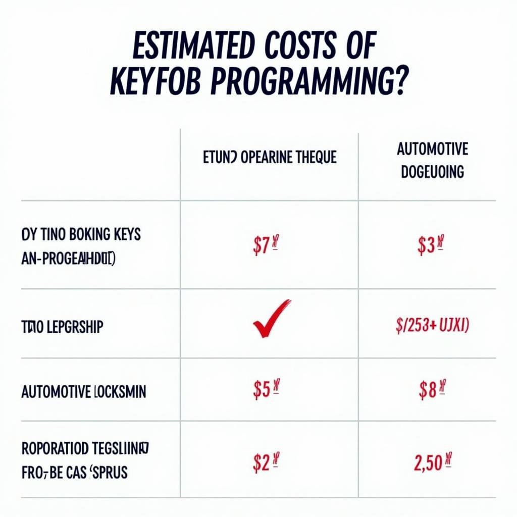 Car Key Fob Programming Cost Comparison