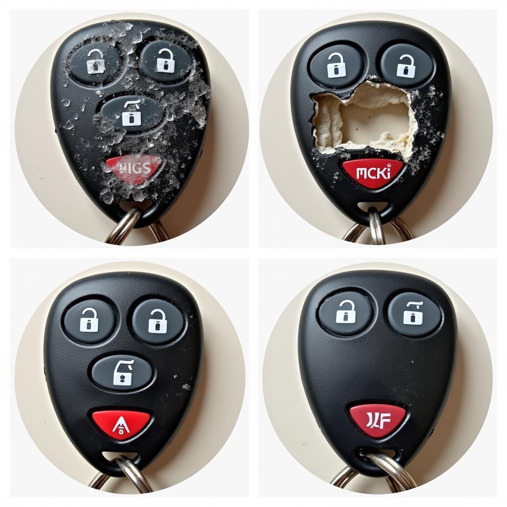 Examples of a damaged Jaguar XF key fob