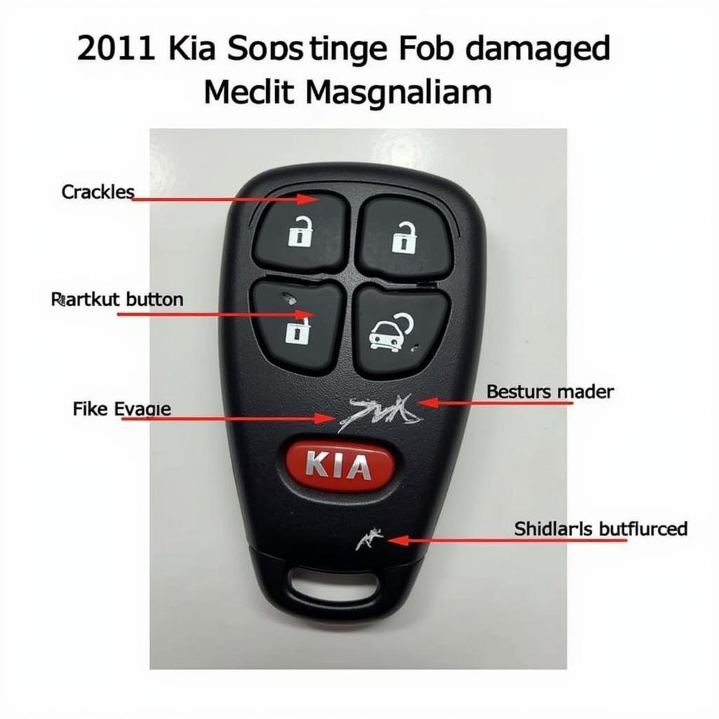 Example of a damaged 2011 Kia Sportage key fob