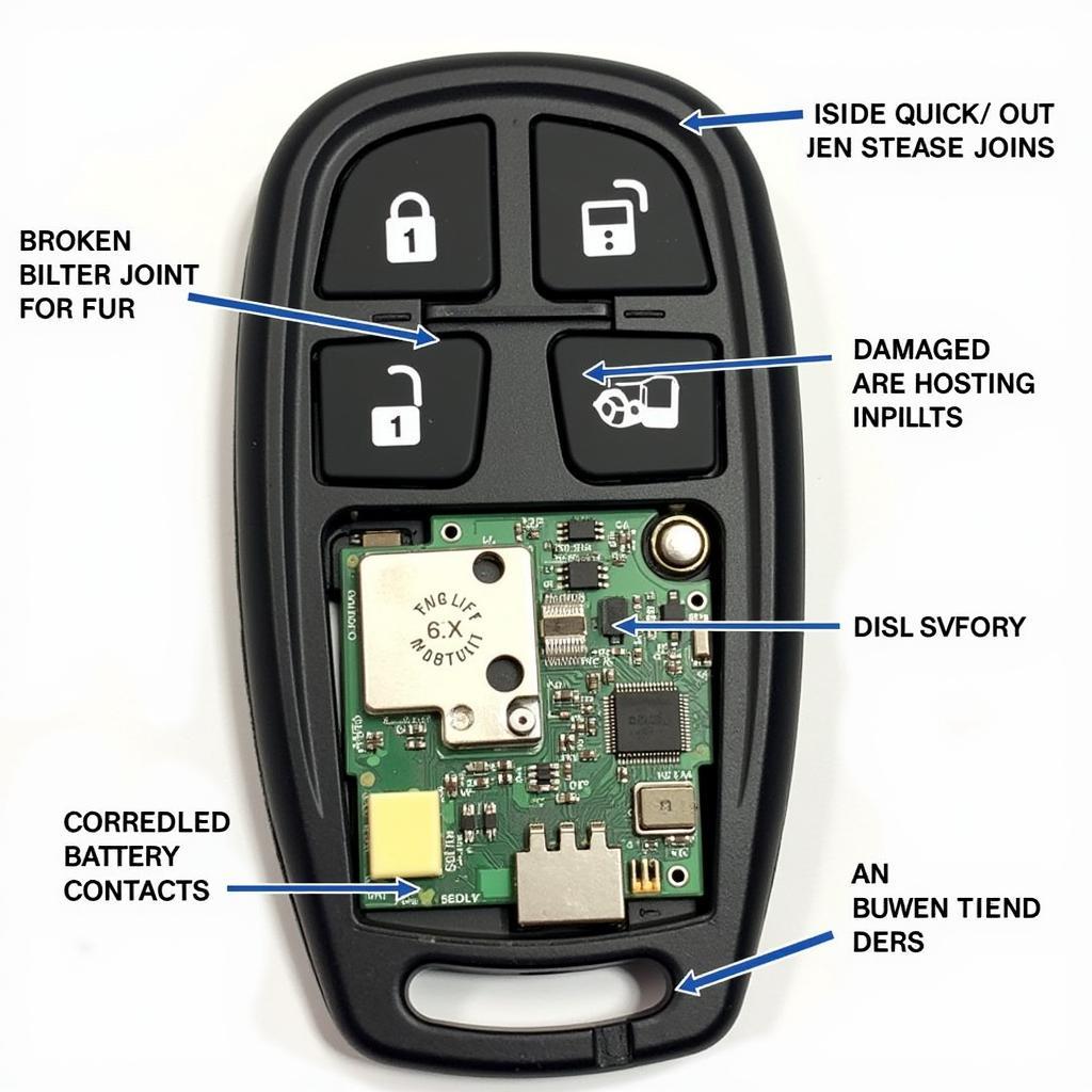 Internal Components of a Malfunctioning Ford Mustang Key Fob