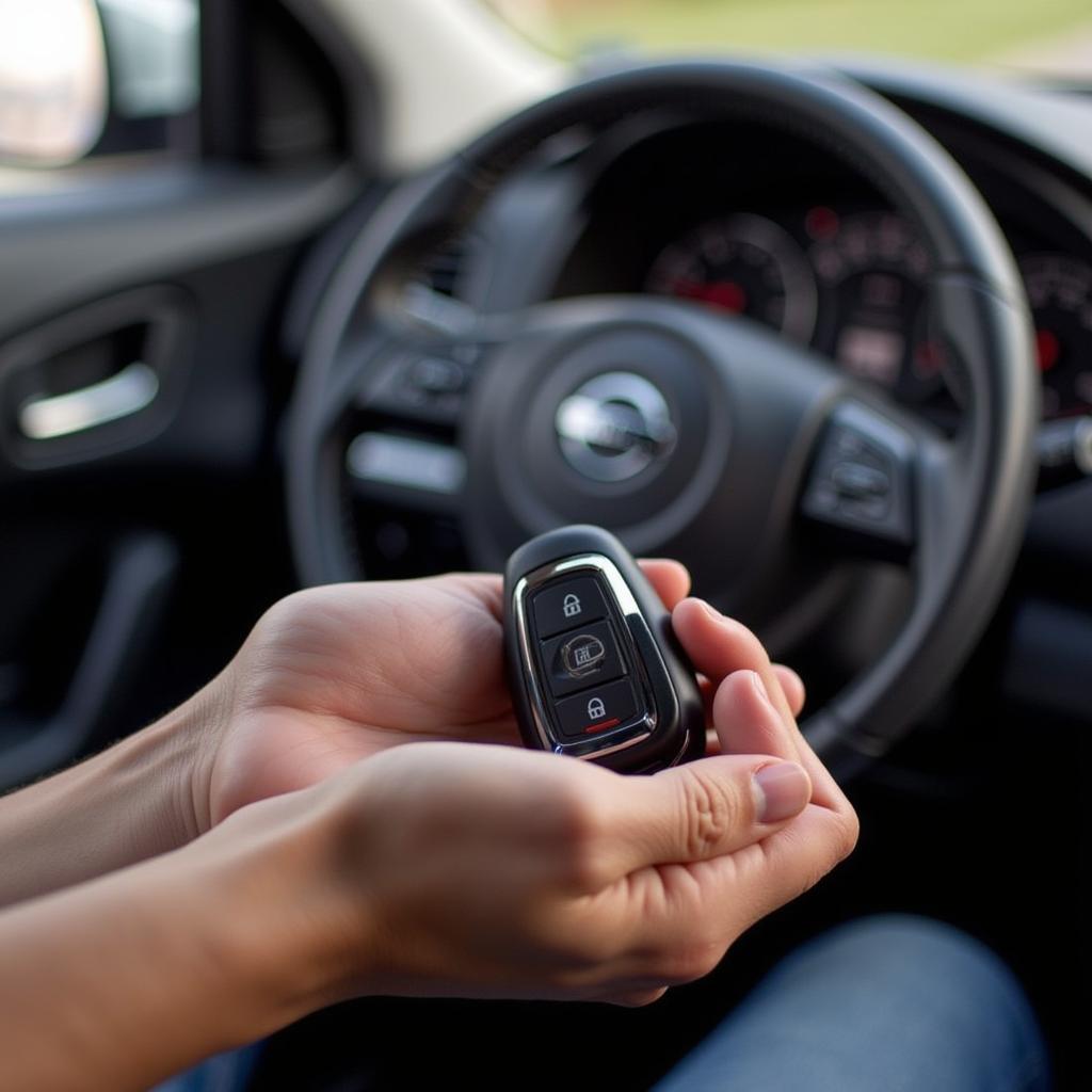 Holding a Nissan Altima Key Fob