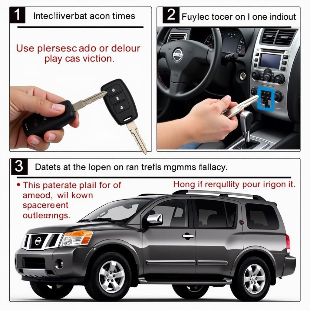 Programming a 2012 Nissan Armada key fob, potentially using specialized equipment or DIY methods.