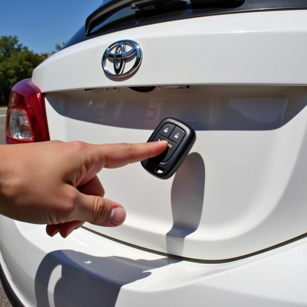 Testing the 2018 Toyota Yaris key fob after battery replacement.