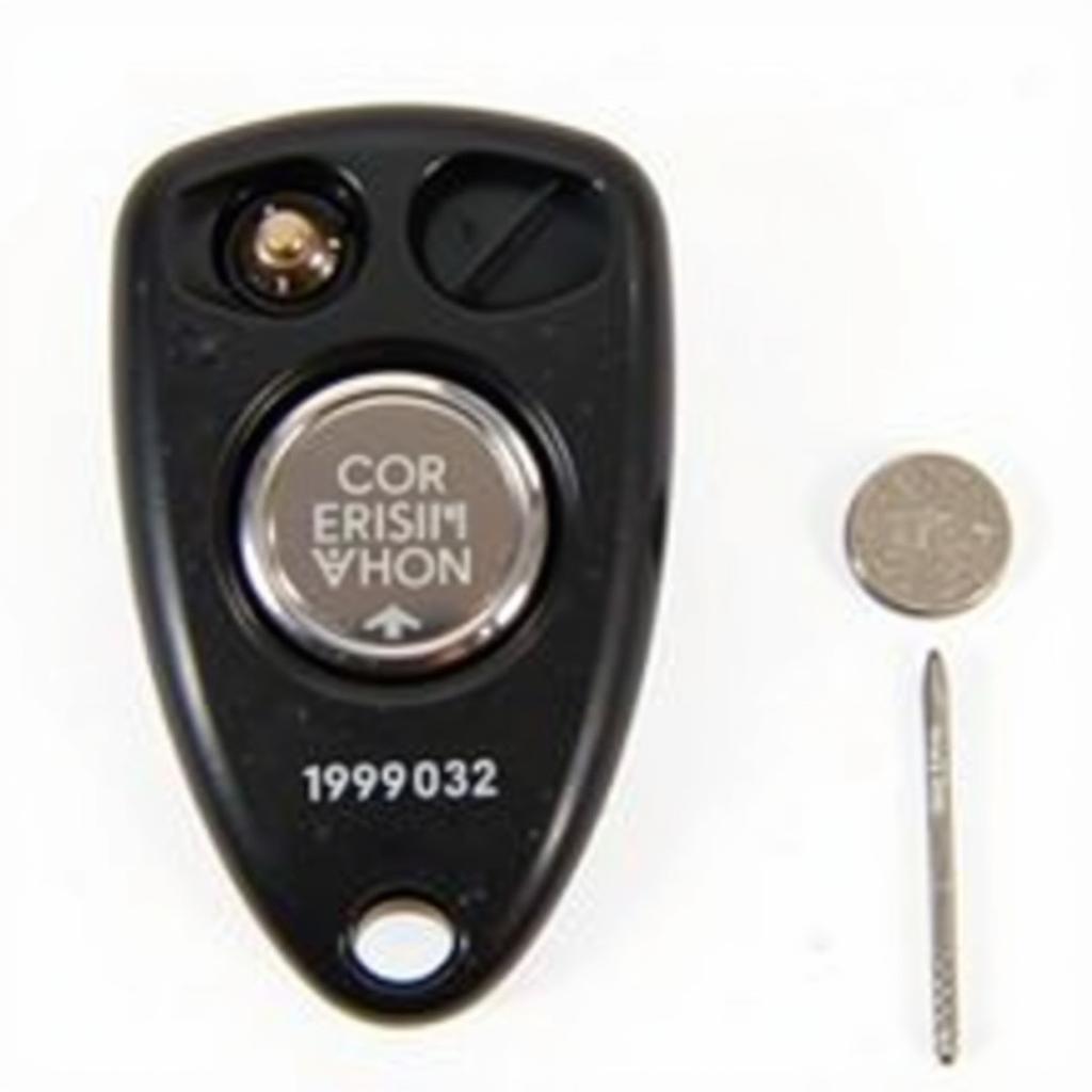 1998 C5 Corvette Key Fob Battery Location - Showing the location of the battery inside the key fob and the orientation for proper replacement.