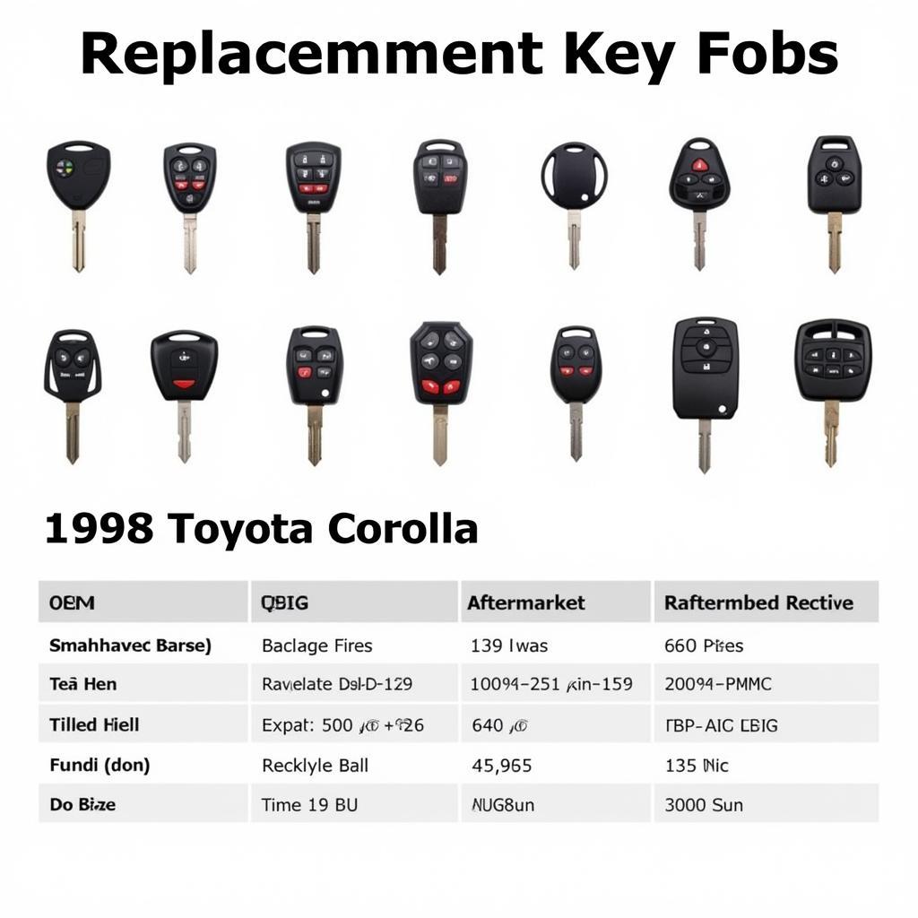 Replacement 1998 Toyota Corolla Key Fobs.