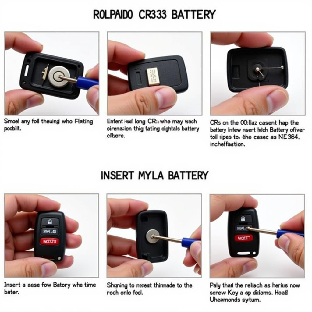 Step-by-step guide showing how to replace the battery in a 2000 Mustang key fob.