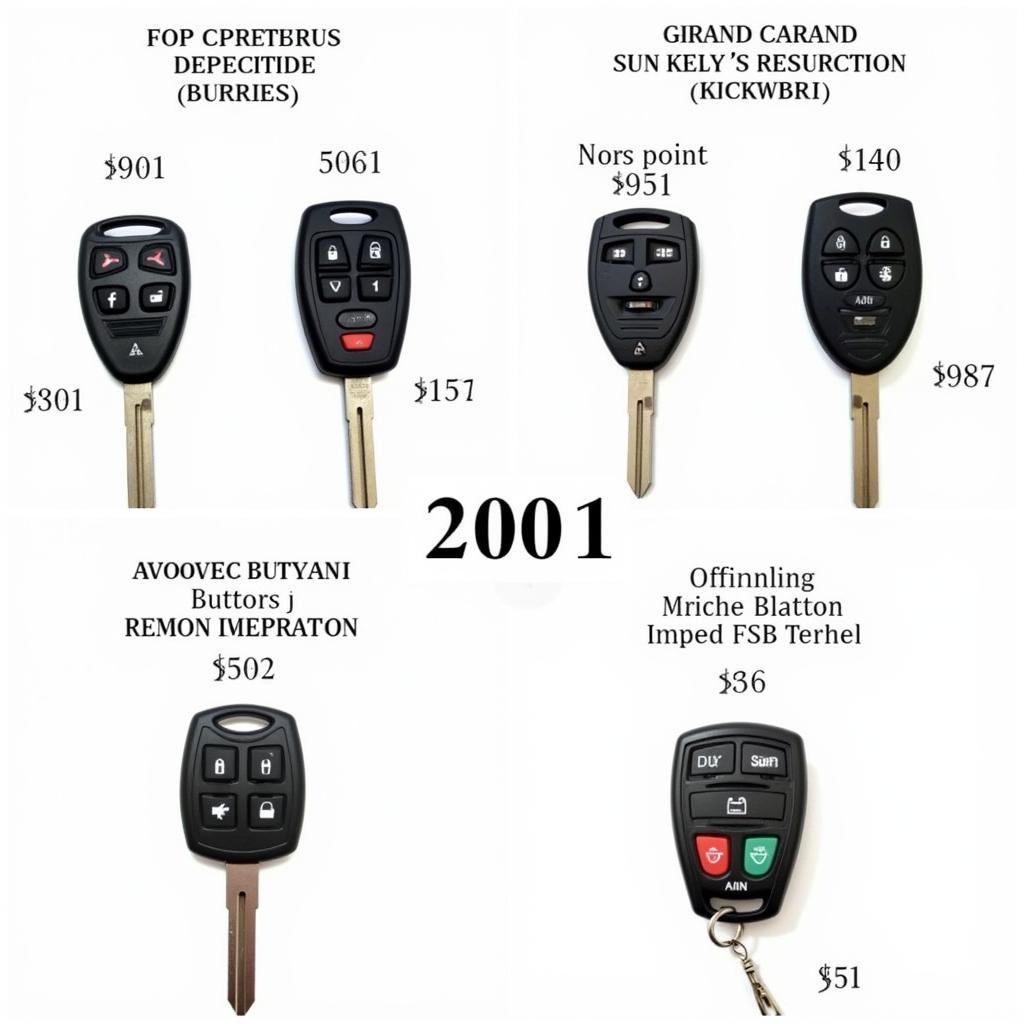 Comparing different types of 2001 Grand Caravan key fobs