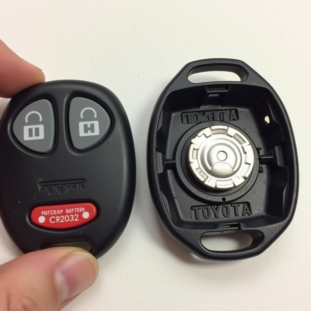 2001 Toyota Highlander key fob opened with the internal battery exposed