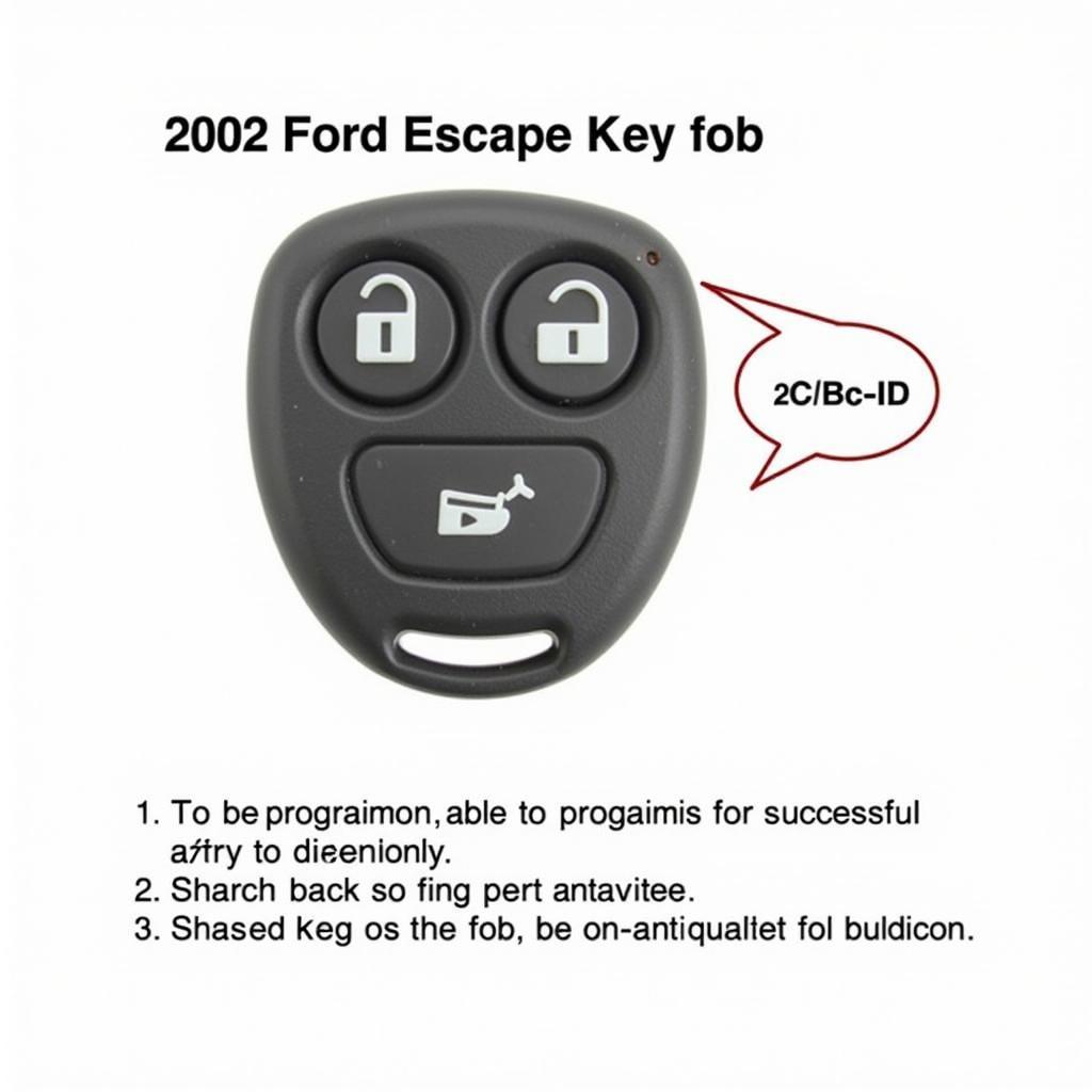 2002 Ford Escape Key Fob Identification: Locate the FCC ID on the back of your key fob to identify the correct model for programming.