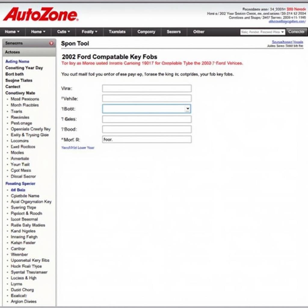 Finding the Right 2002 Ford Key Fob on AutoZone's Website