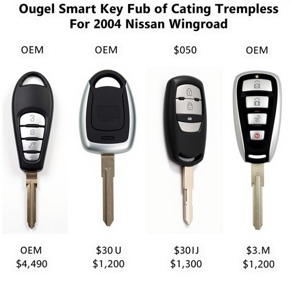 Various 2004 Nissan Wingroad Smart Key Fob Options - OEM and Aftermarket