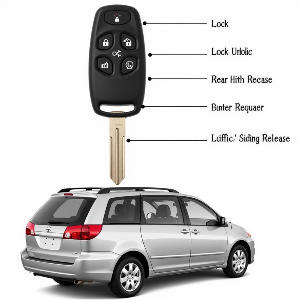 2004 Toyota Sienna 6 Button Key Fob Functions Diagram