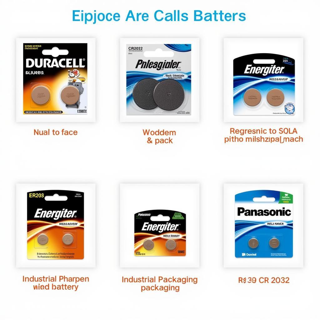 Different types of CR2032 batteries suitable for a 2005 VW Beetle key fob, highlighting reputable brands and packaging options.