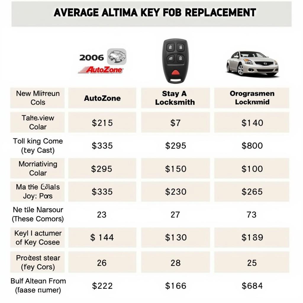 2006 Nissan Altima Key Fob Replacement Cost Comparison: AutoZone, Dealership, Locksmith