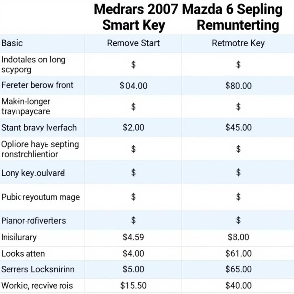 2007 Mazda 6 Key Fob Cost Comparison