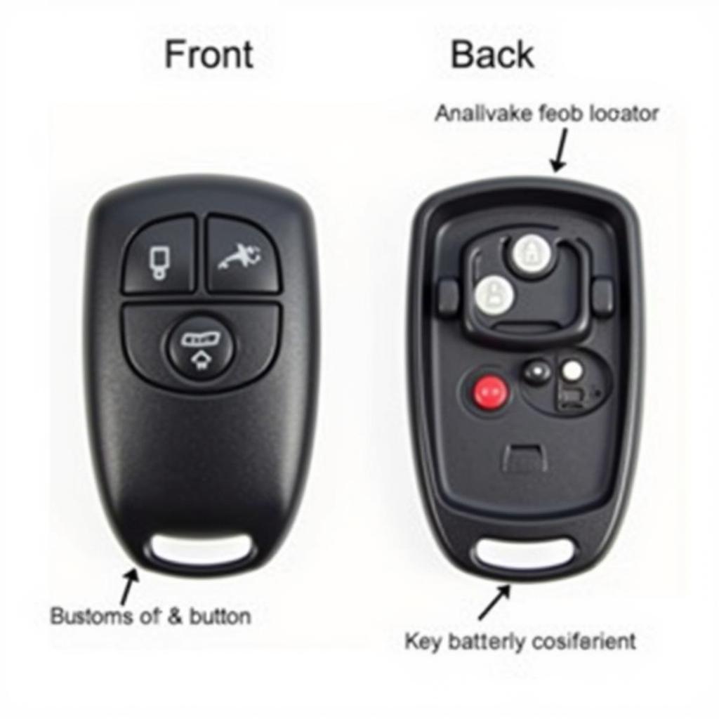 2008 Cadillac SRX Key Fob Front and Back View