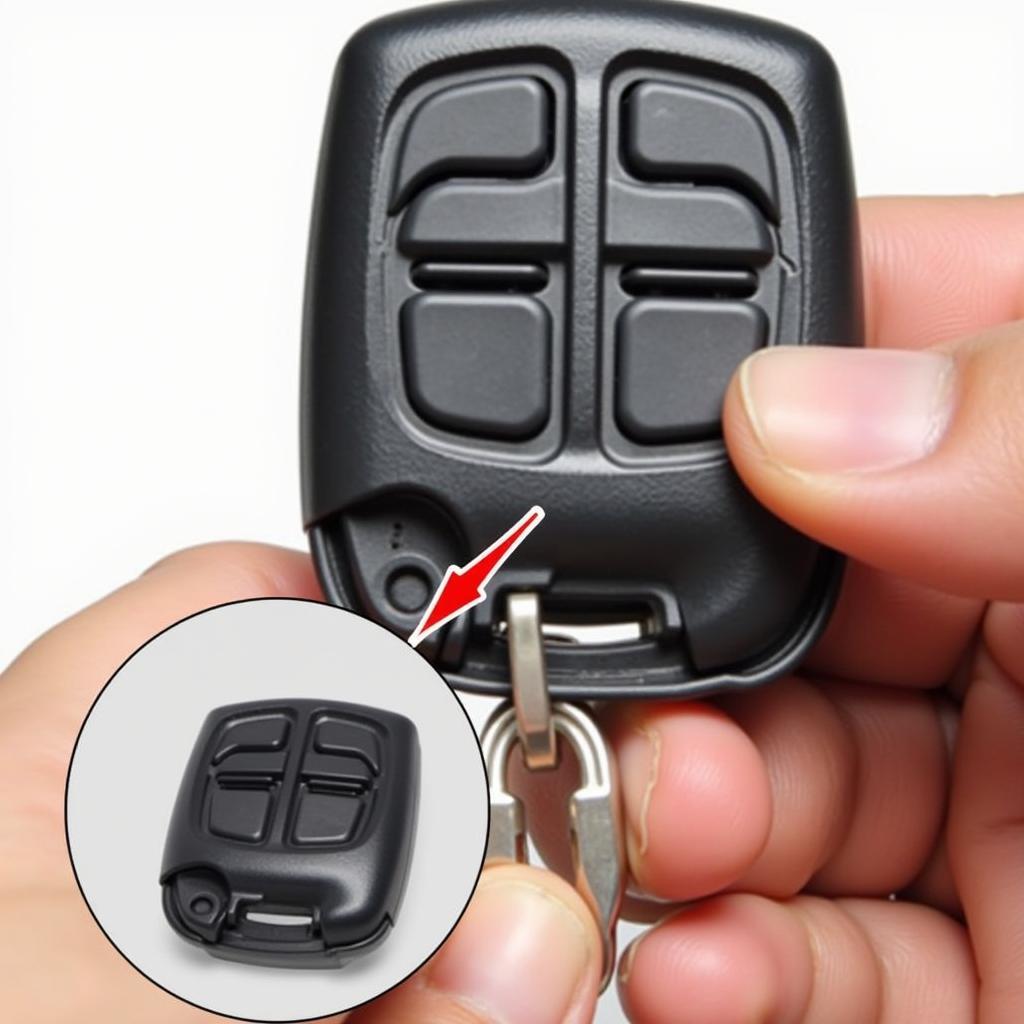 2008 Scion xB Key Fob Battery Location - Identifying the battery compartment on the key fob.