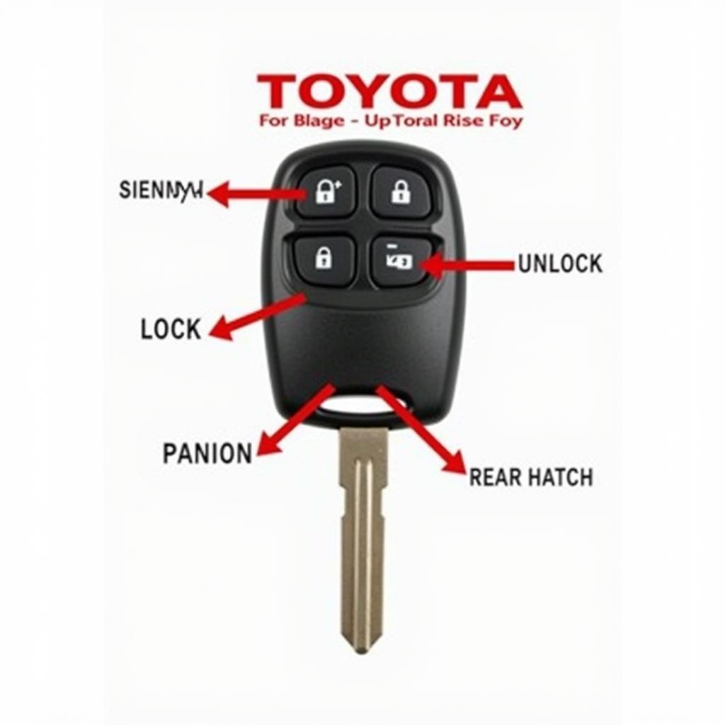 2008 Toyota Sienna Key Fob Functions: Lock, Unlock, Panic, Rear Hatch Release