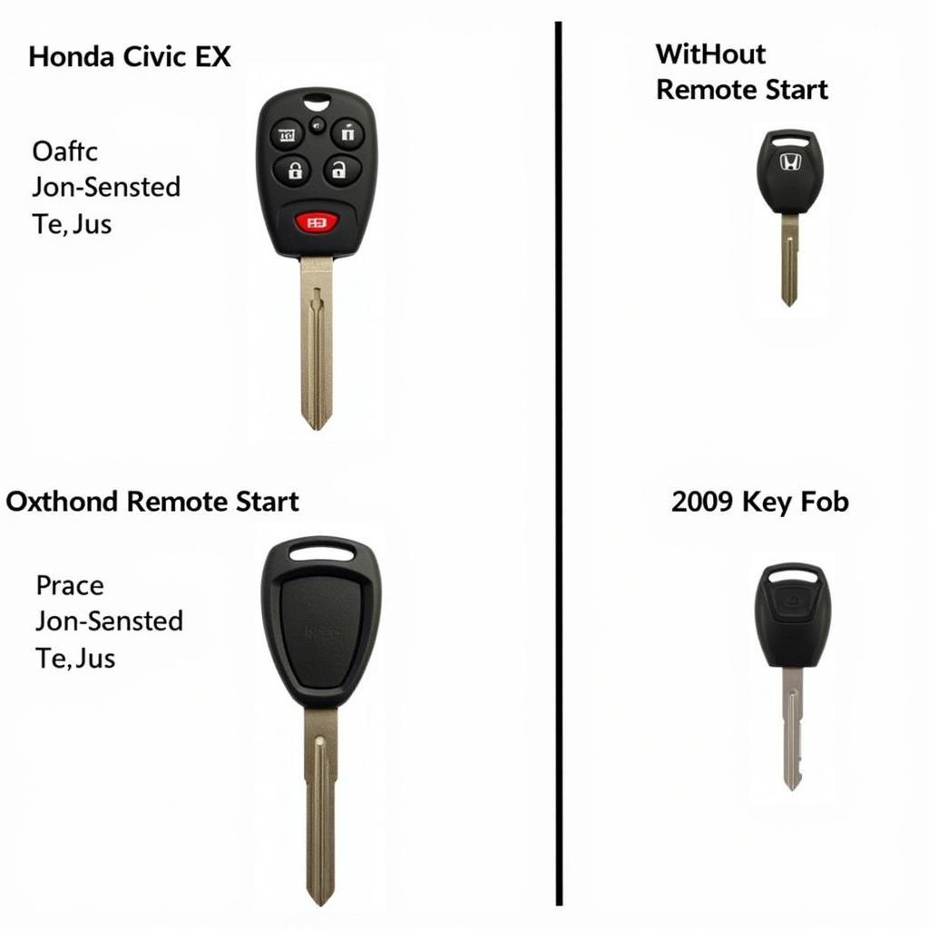 Different 2009 Civic EX Key Fob Types