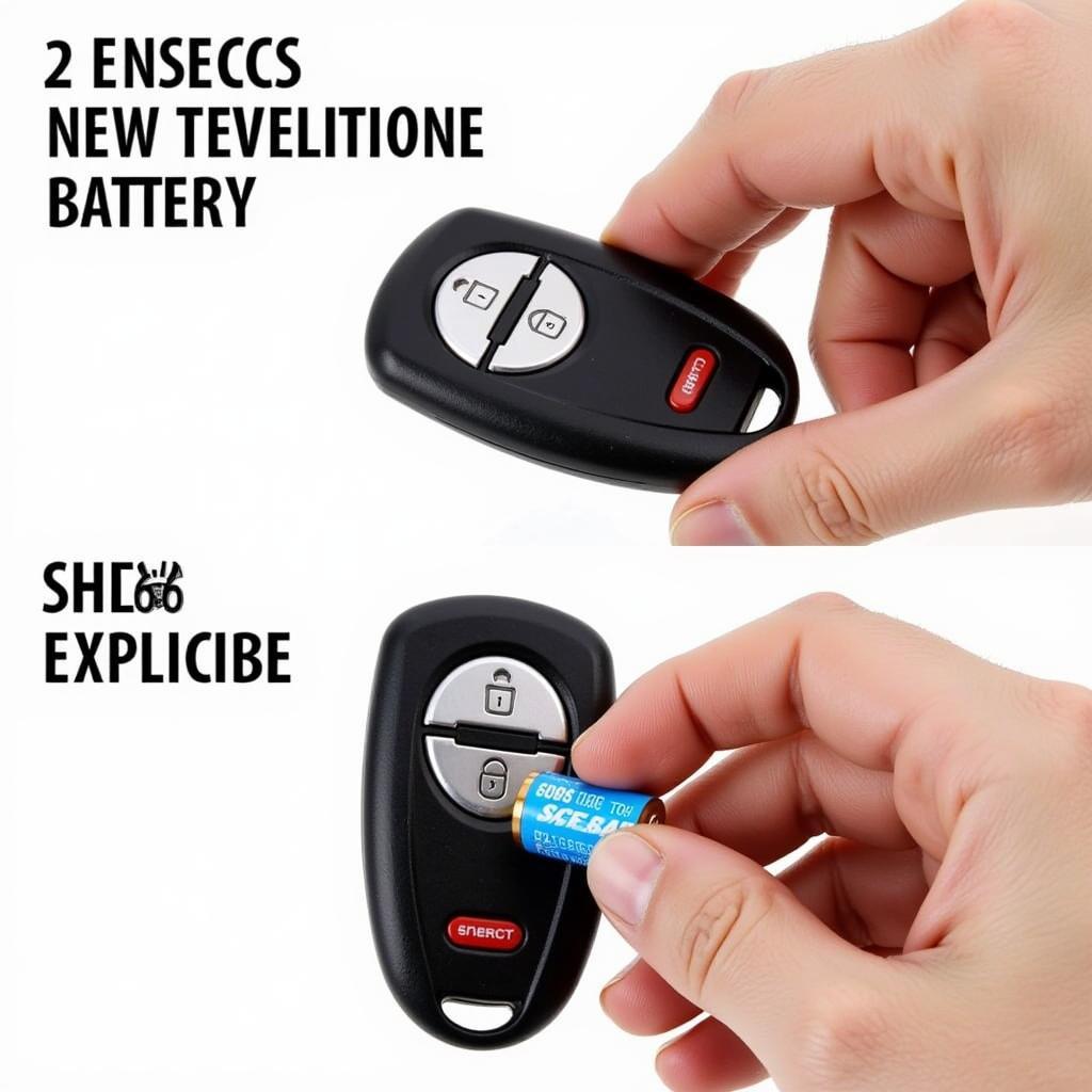 Troubleshooting 2009 Pontiac Montana Key Fob Issues: Close-up of a key fob battery being replaced.