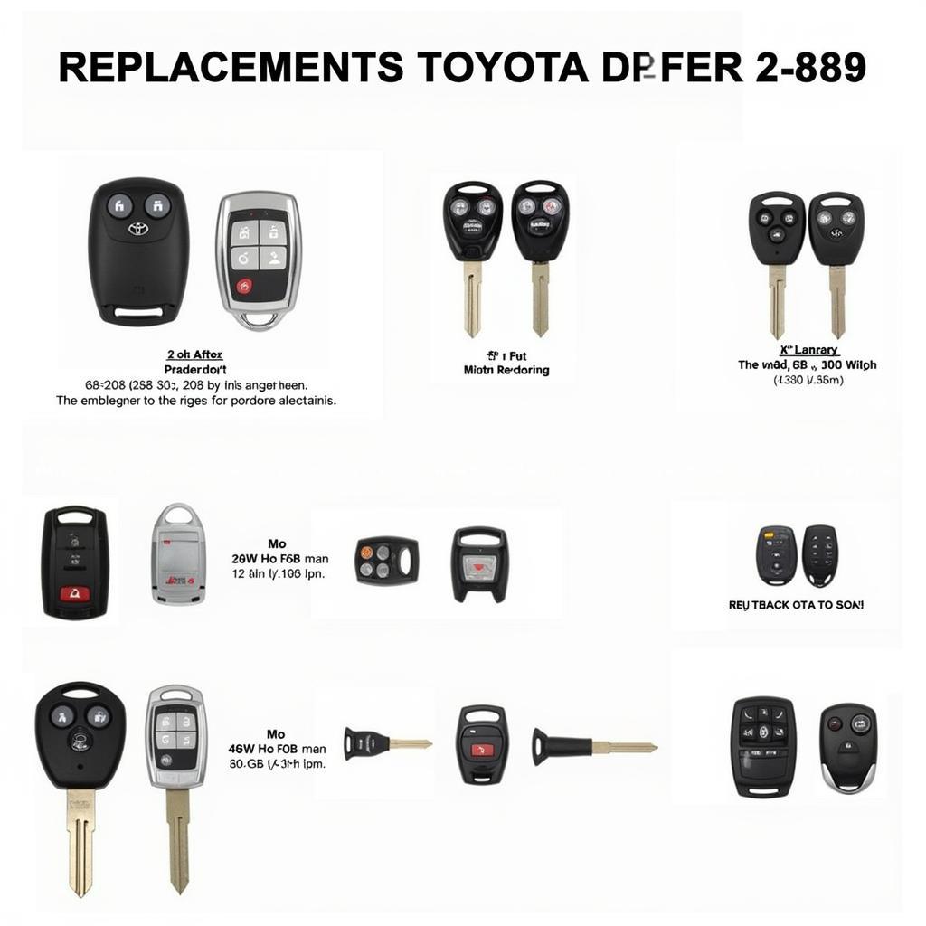 Various Replacement 2009 Toyota Key Fobs