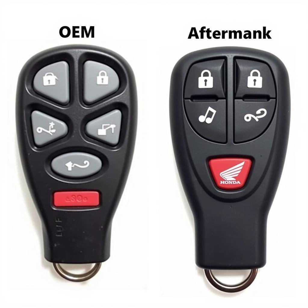 Comparison of OEM and aftermarket 2010 Honda Accord key fobs