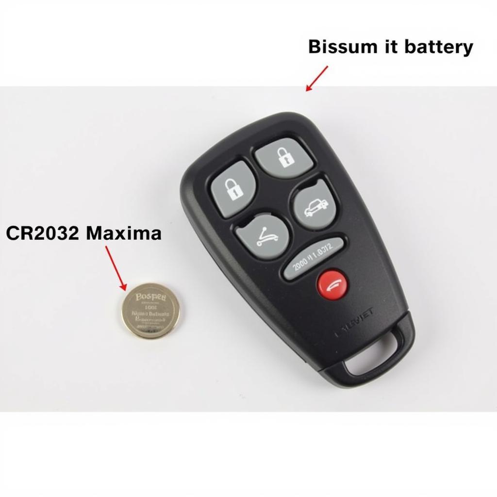 2010 Nissan Maxima Key Fob and New CR2032 Battery