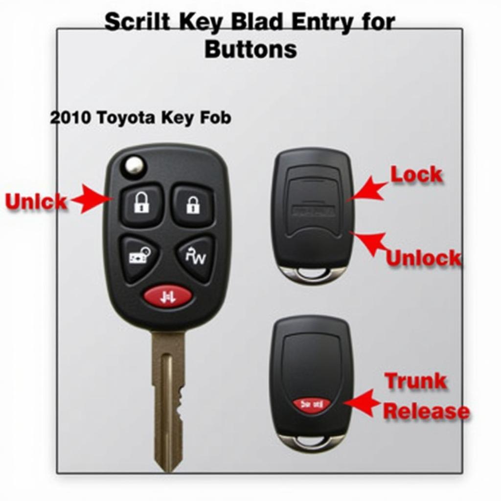 2010 Toyota Corolla Key Fob Functions: Lock, Unlock, Panic, Trunk Release