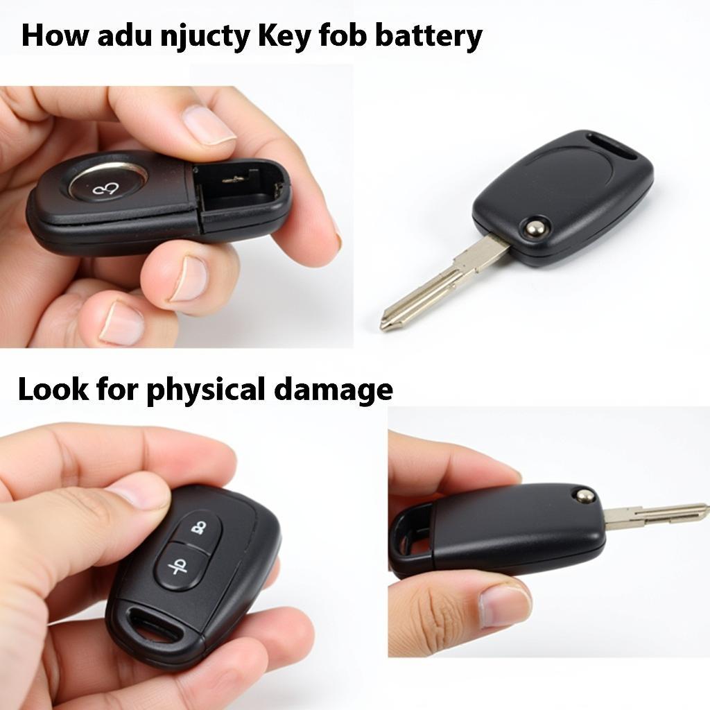 Troubleshooting a faulty 2011 GMC Terrain key fob: Checking the battery and physical damage.