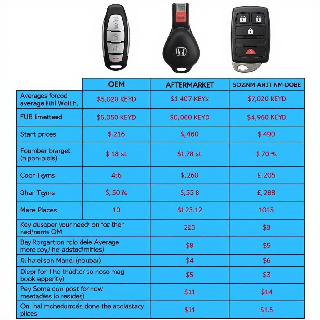 Cost Comparison of 2011 Honda Pilot Key Fobs