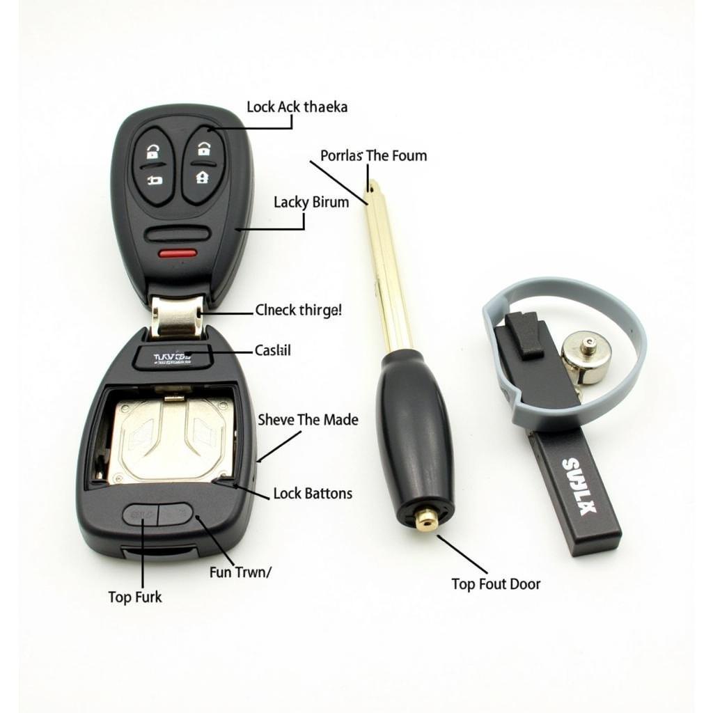 2011 Volvo S60 Key Fob Components: Identifying the battery compartment, key blade, and remote buttons.