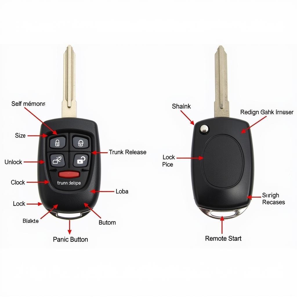 2012 Chrysler 200 Convertible Key Fob Functions: Lock, Unlock, Trunk Release, Panic Button, and Remote Start