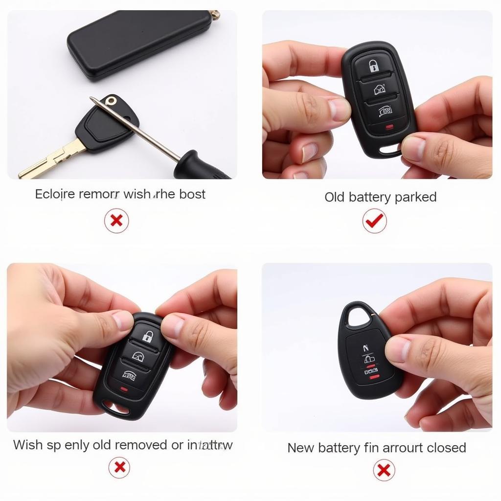 Step-by-step instructions for replacing the battery in a 2012 Dodge Panel key fob, including opening the fob, locating and removing the old battery, installing the new battery, and reassembling the fob.