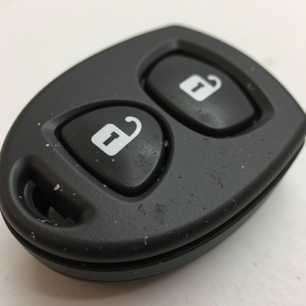 2013 Dodge Grand Caravan key fob malfunctioning, showing flickering lights and unresponsive buttons.