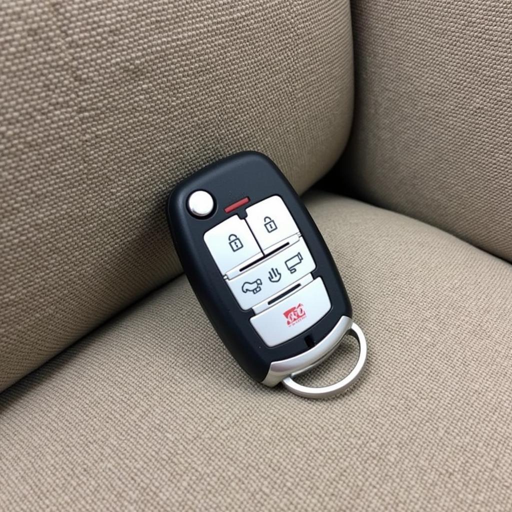 2013 Ford Escape key fob wedged under a couch cushion.