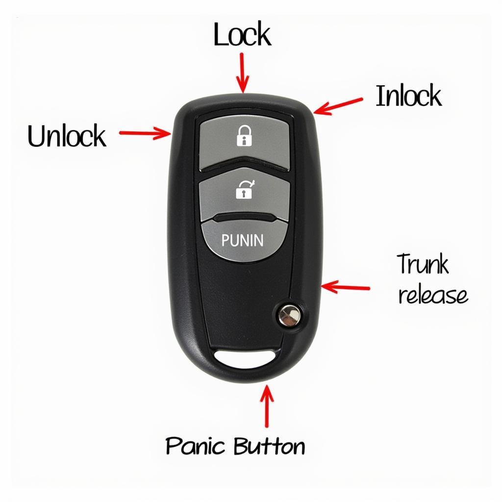 2013 Ford Mustang Fob Key Functions: Lock, Unlock, Trunk Release, Panic Button