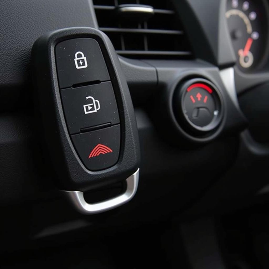 2013 Honda Fit key fob with low battery signal, indicated by reduced range and intermittent functionality.