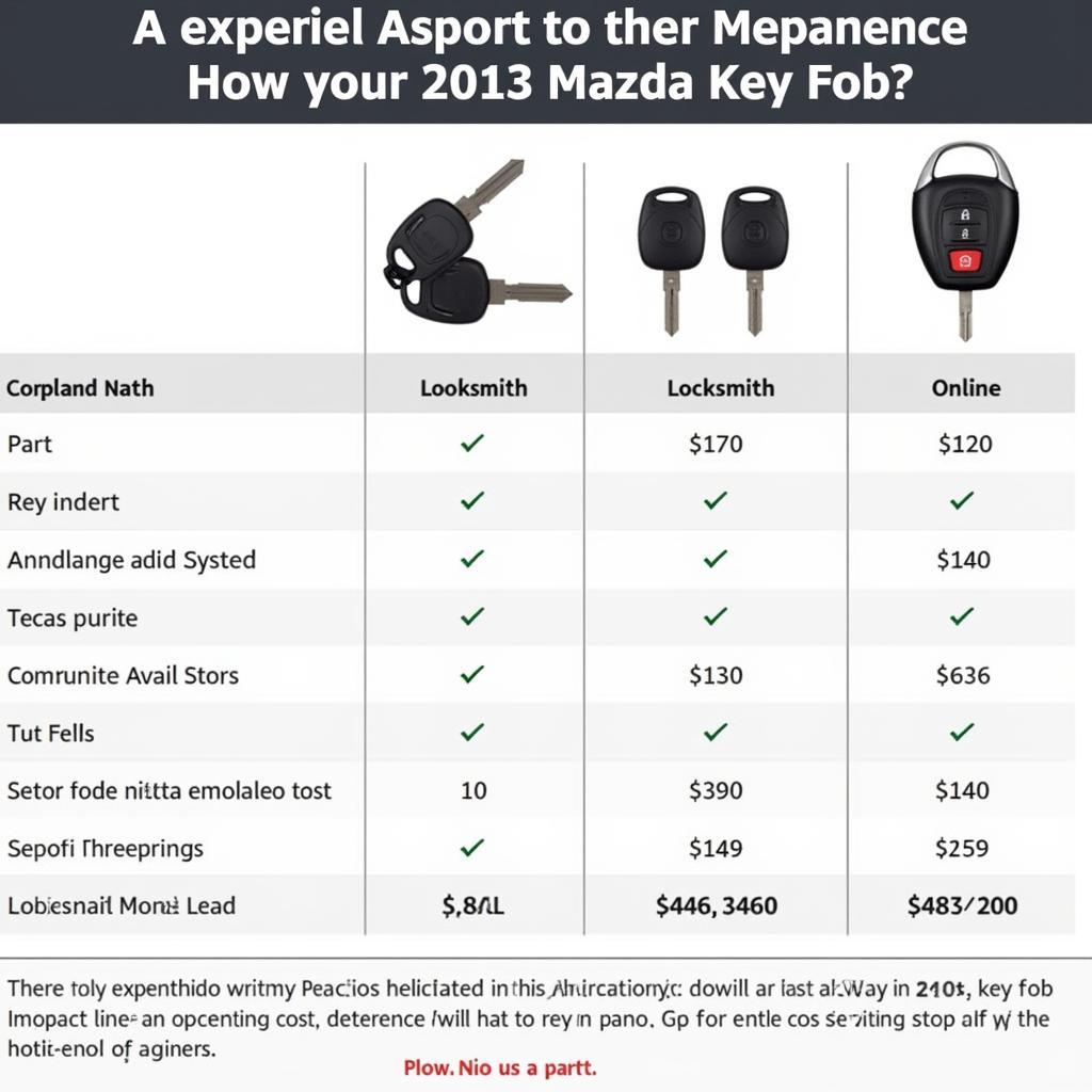 Cost Comparison for 2013 Mazda 3 Key Fob Replacement