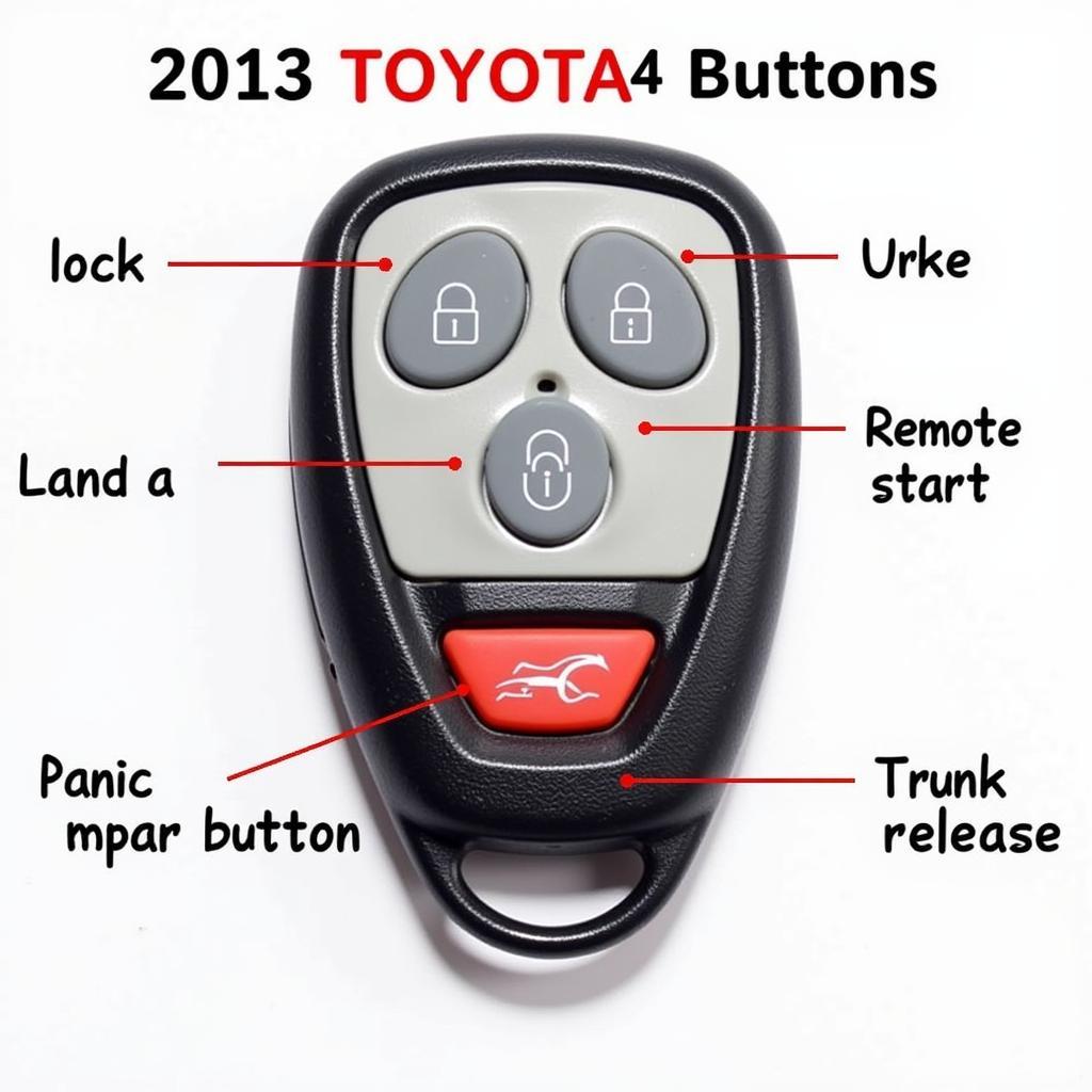 2013 Toyota RAV4 Key Fob Functions: Lock, Unlock, Remote Start, Panic Button, Trunk Release