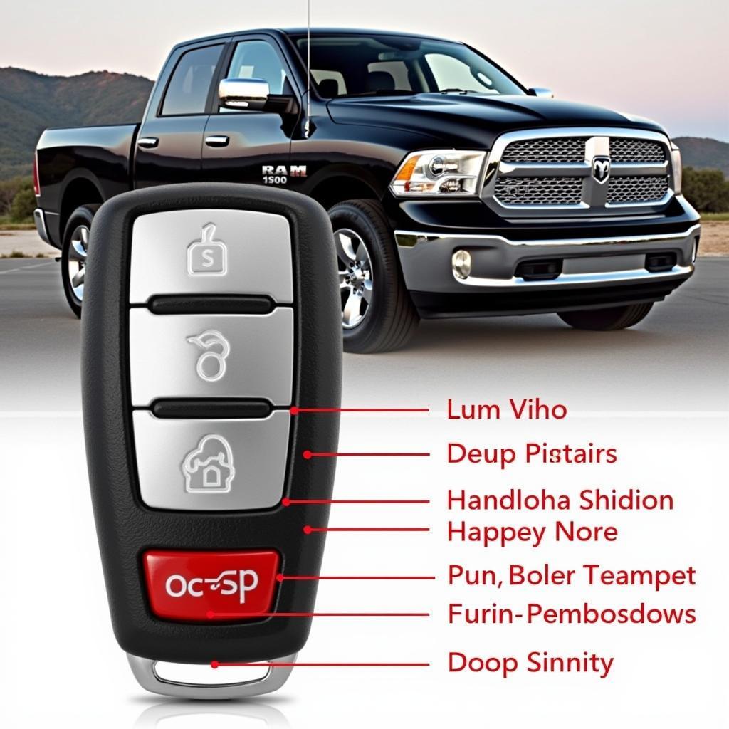 2014 Dodge Ram 1500 Key Fob Functions: Lock, Unlock, Panic, Remote Start, and Tailgate Release