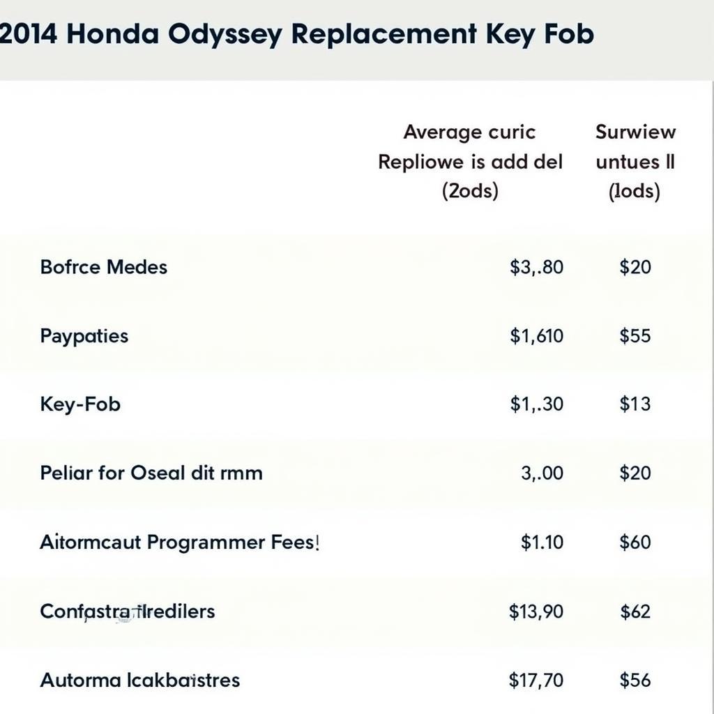 2014 Honda Odyssey Key Fob Replacement Cost Comparison: Dealership, Locksmith, Online