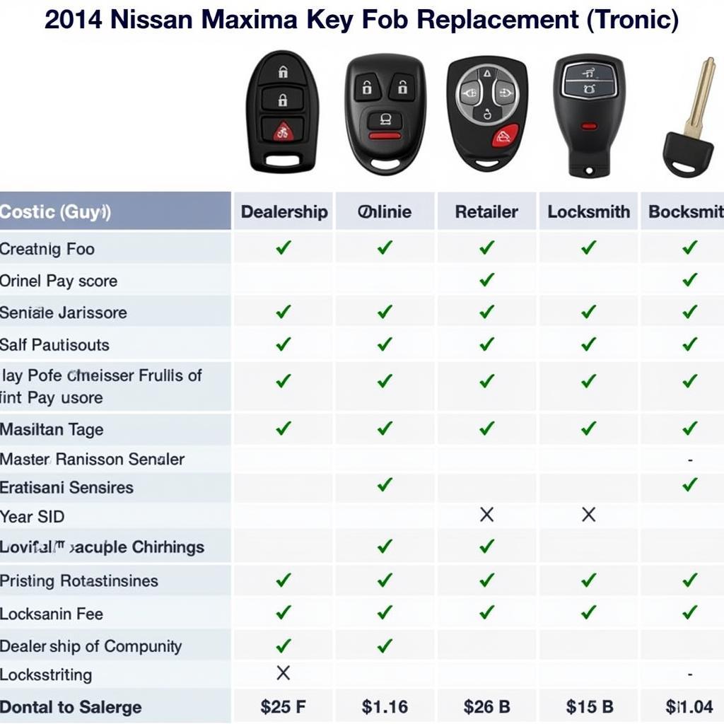 2014 Nissan Maxima Key Fob Replacement Cost Comparison