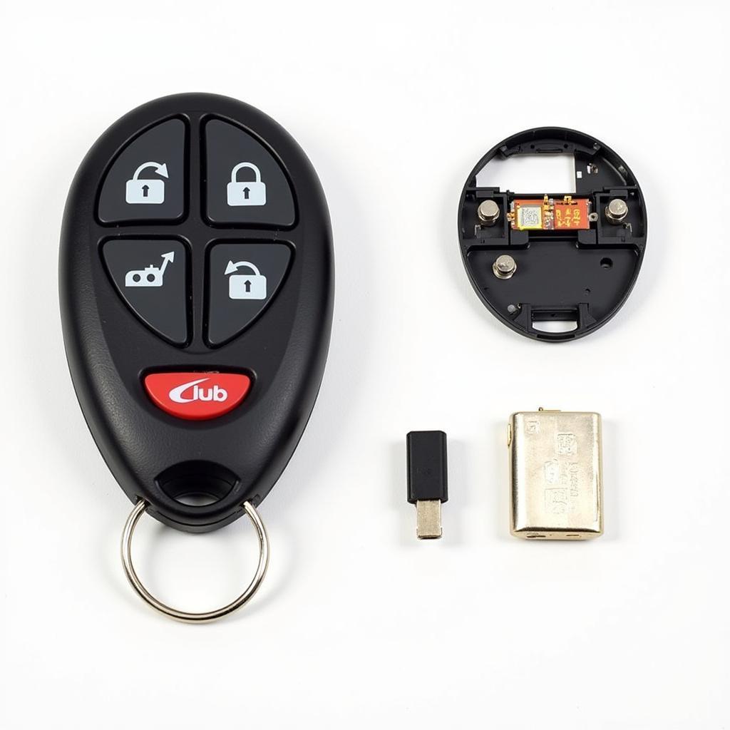 2014 Nissan Sentra Key Fob Components: Detailed view of the key fob's internal parts, including the battery, circuit board, and buttons.