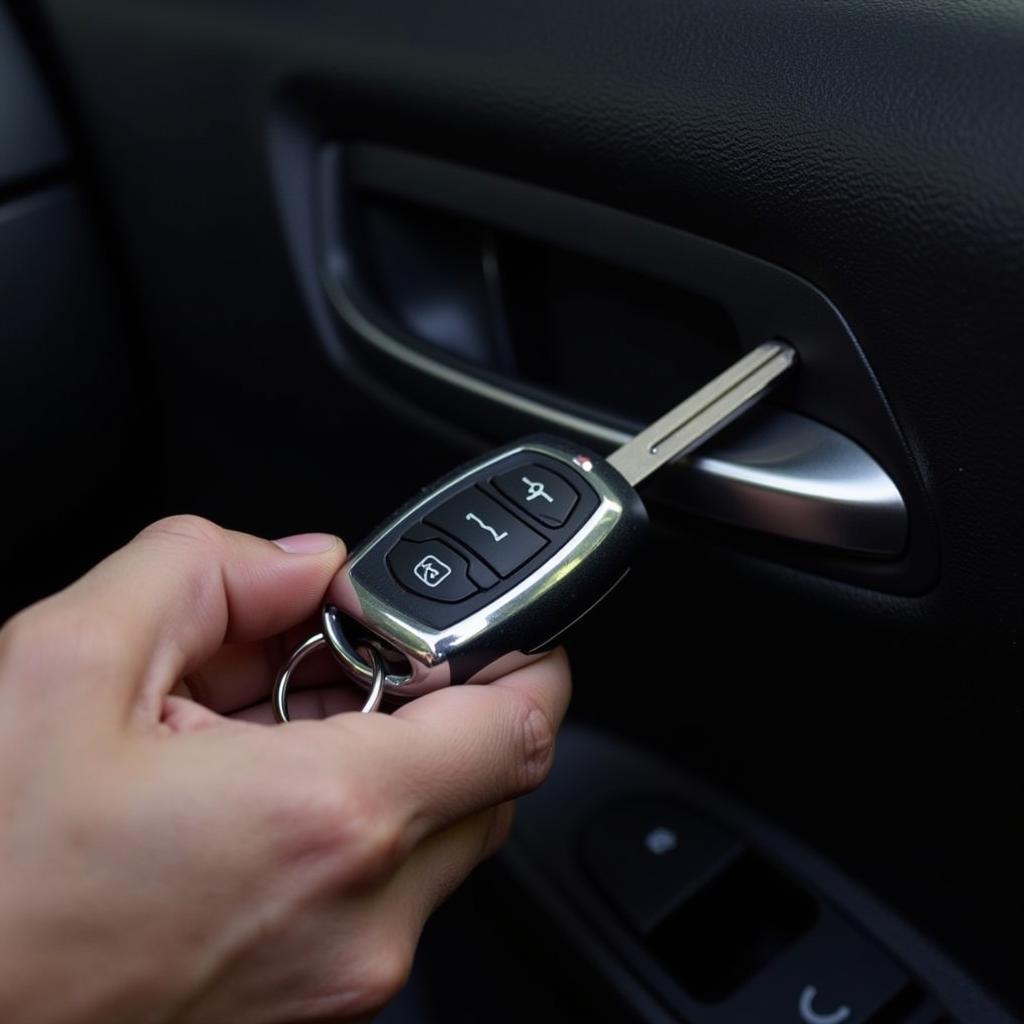 2014 Subaru Crosstrek key fob exhibiting symptoms of a low battery, such as reduced range and dim indicator lights.