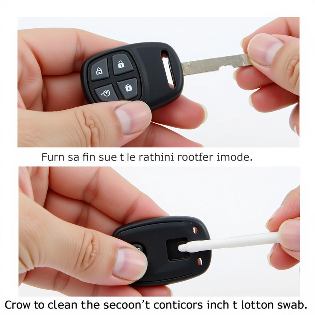 Checking Battery Orientation and Cleaning Contacts in a 2015 Chrysler 200S Key Fob