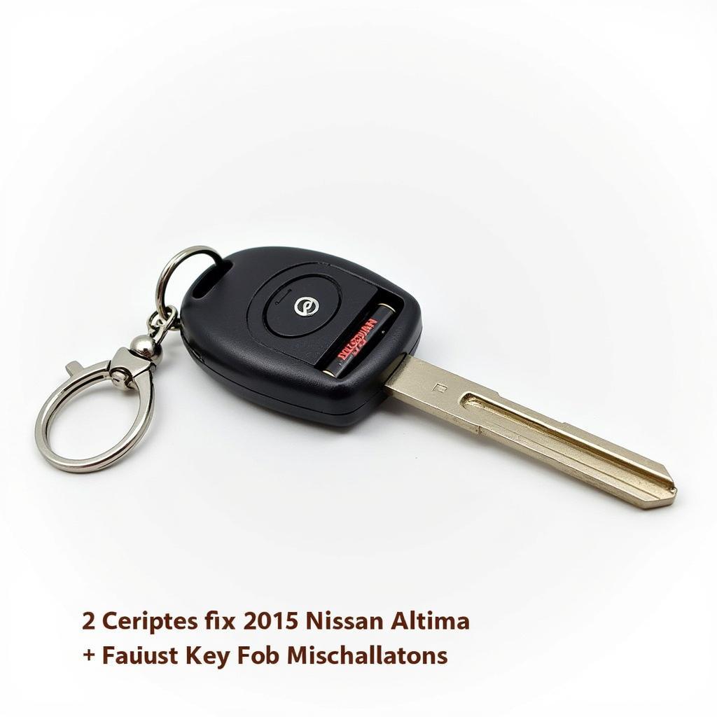 2015 Nissan Altima key fob with a dead battery causing it to malfunction.