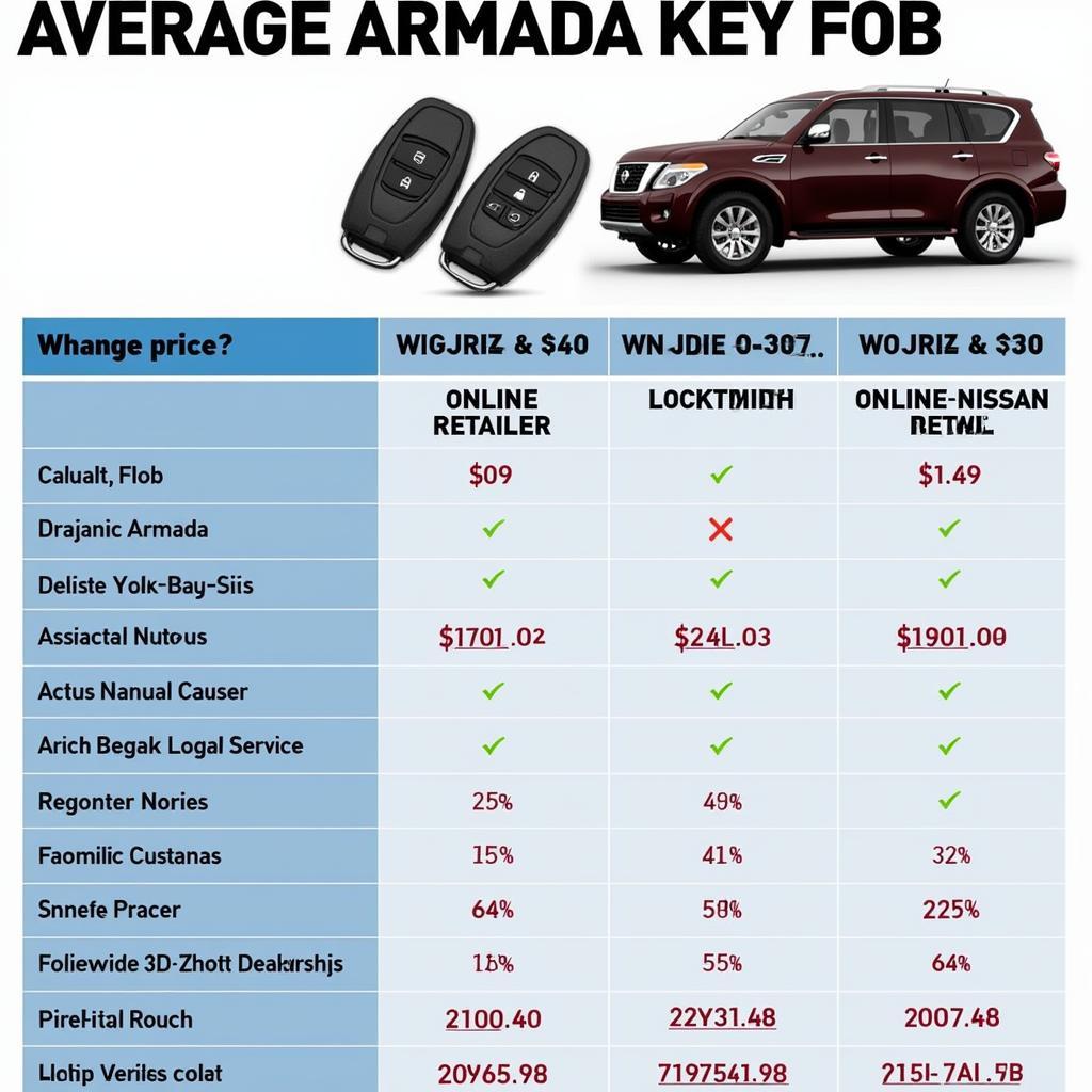 Cost of 2015 Nissan Armada Key Fob Replacement