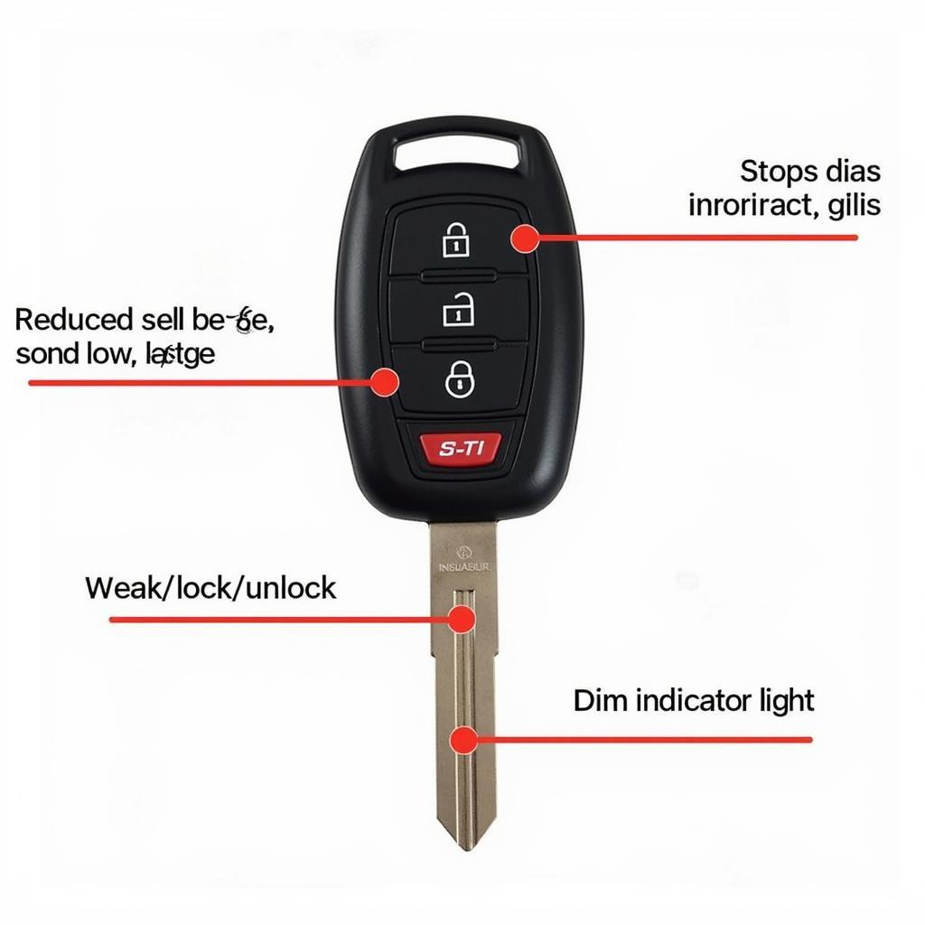 2015 Subaru STI Key Fob Low Battery Signs: Reduced range, weak signal, dim lights