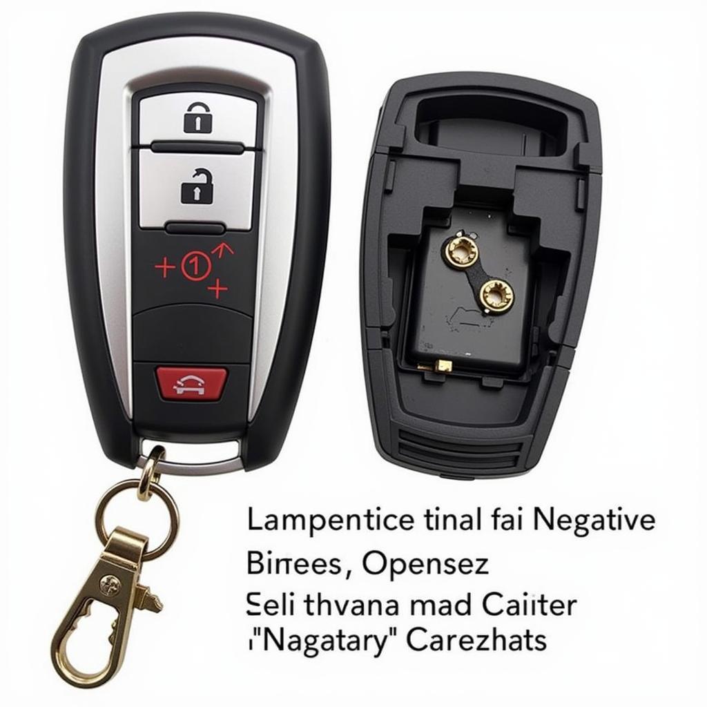 Open key fob with exposed battery compartment